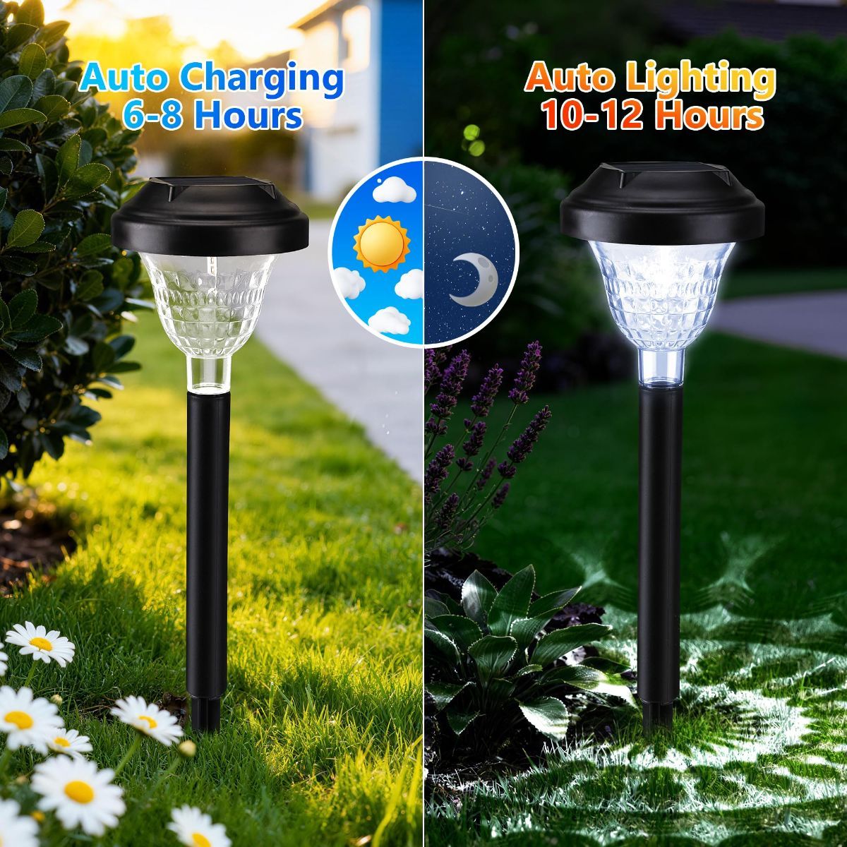 Solar Landscape Lights 4-Pack 10-LED Warm White Outdoor Lights Garden Lights - Warm White - Size 13.4in — image 3