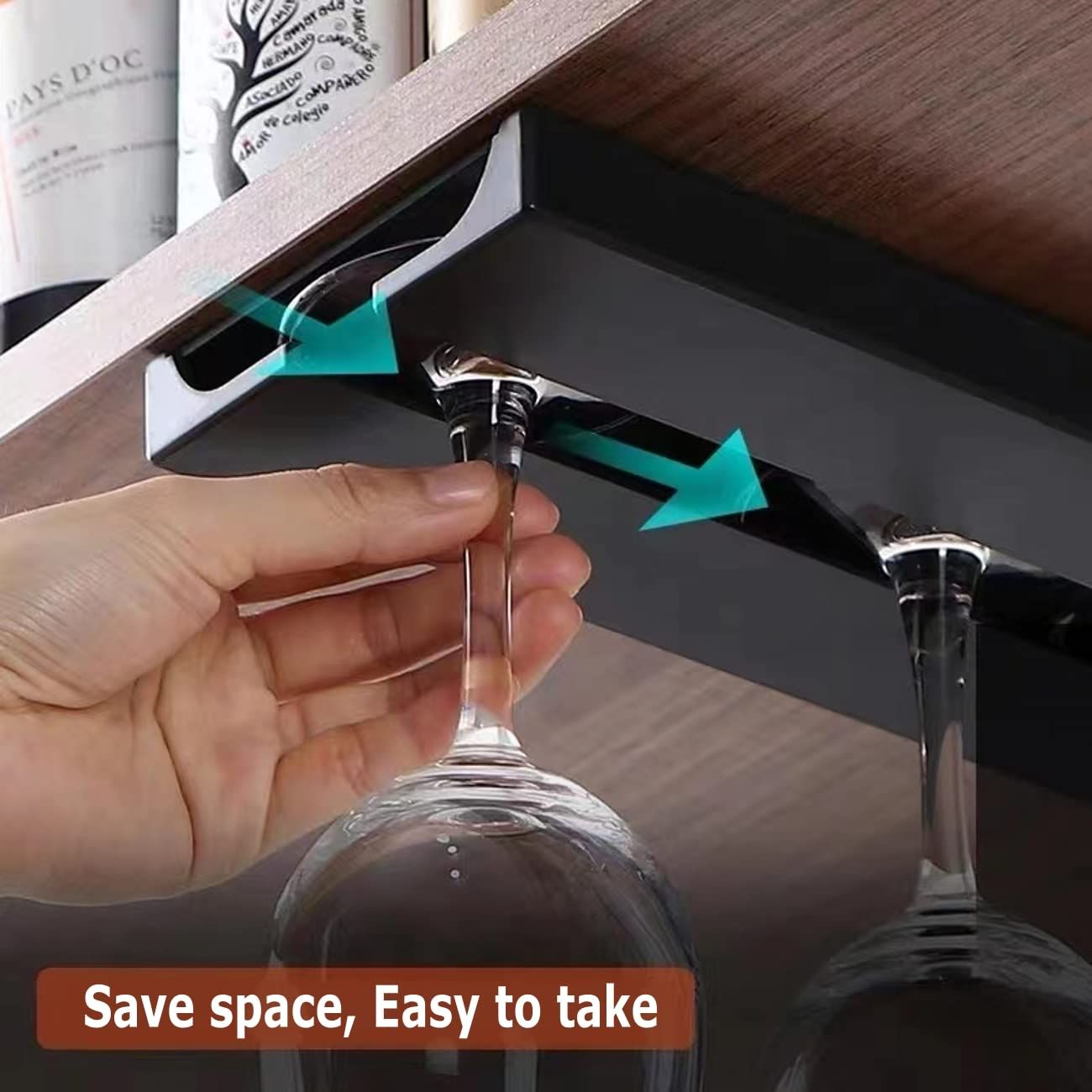 2pcs Wine Glass Holder Under Shelf or Cabinet Punch-free Wine Glass Rack Plastic Stemware Rack Glassware Drying Storage Hanger for Kitchen — image 3