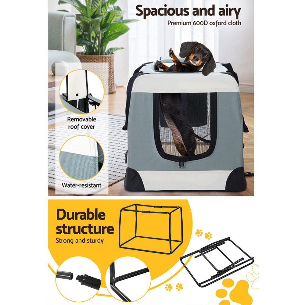 i.Pet Pet Carrier Soft Crate Dog Cat Travel 70x52CM Portable Foldable Car Large — image 5