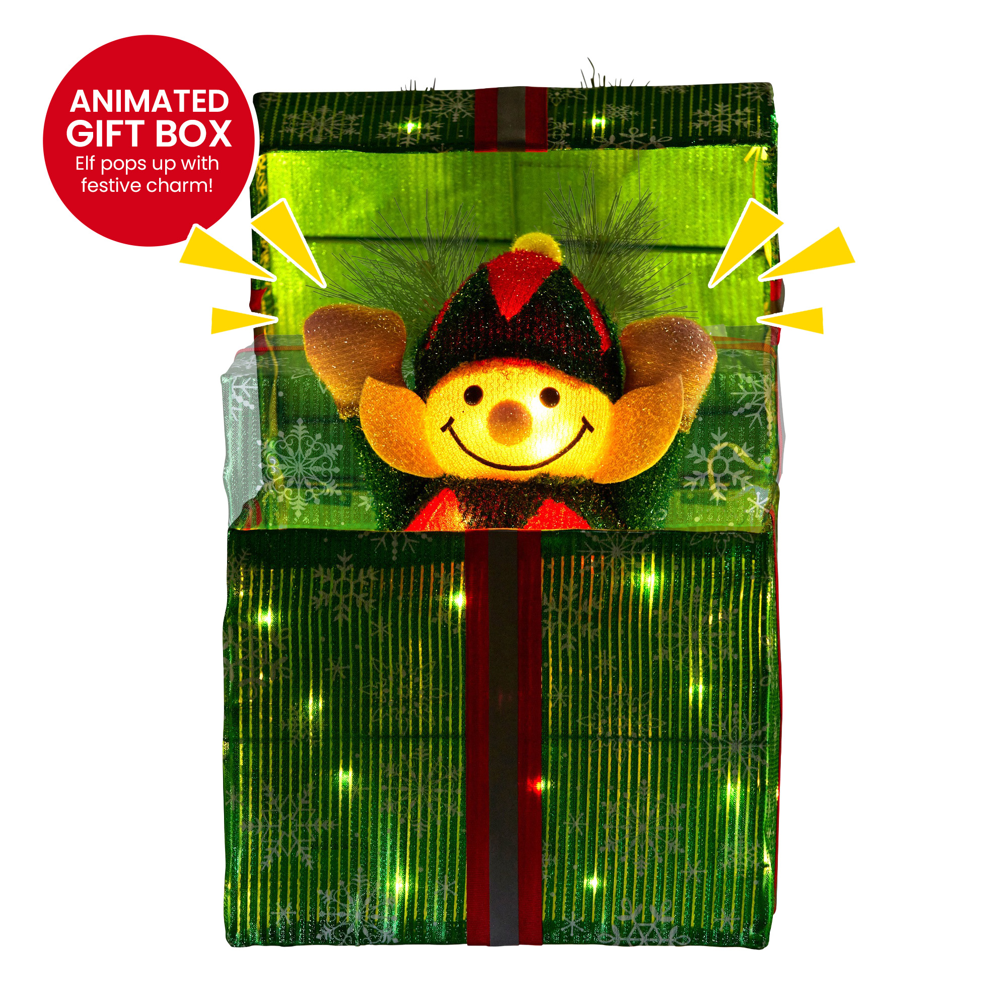 Christabelle Animated Elf in a Gift Box LED Lights Christmas Tree Decoration Ornament Xmas — image 4