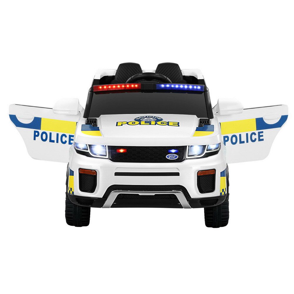 Rigo Kids Electric Ride On Patrol Police Car Horn Music Remote White โ image 3