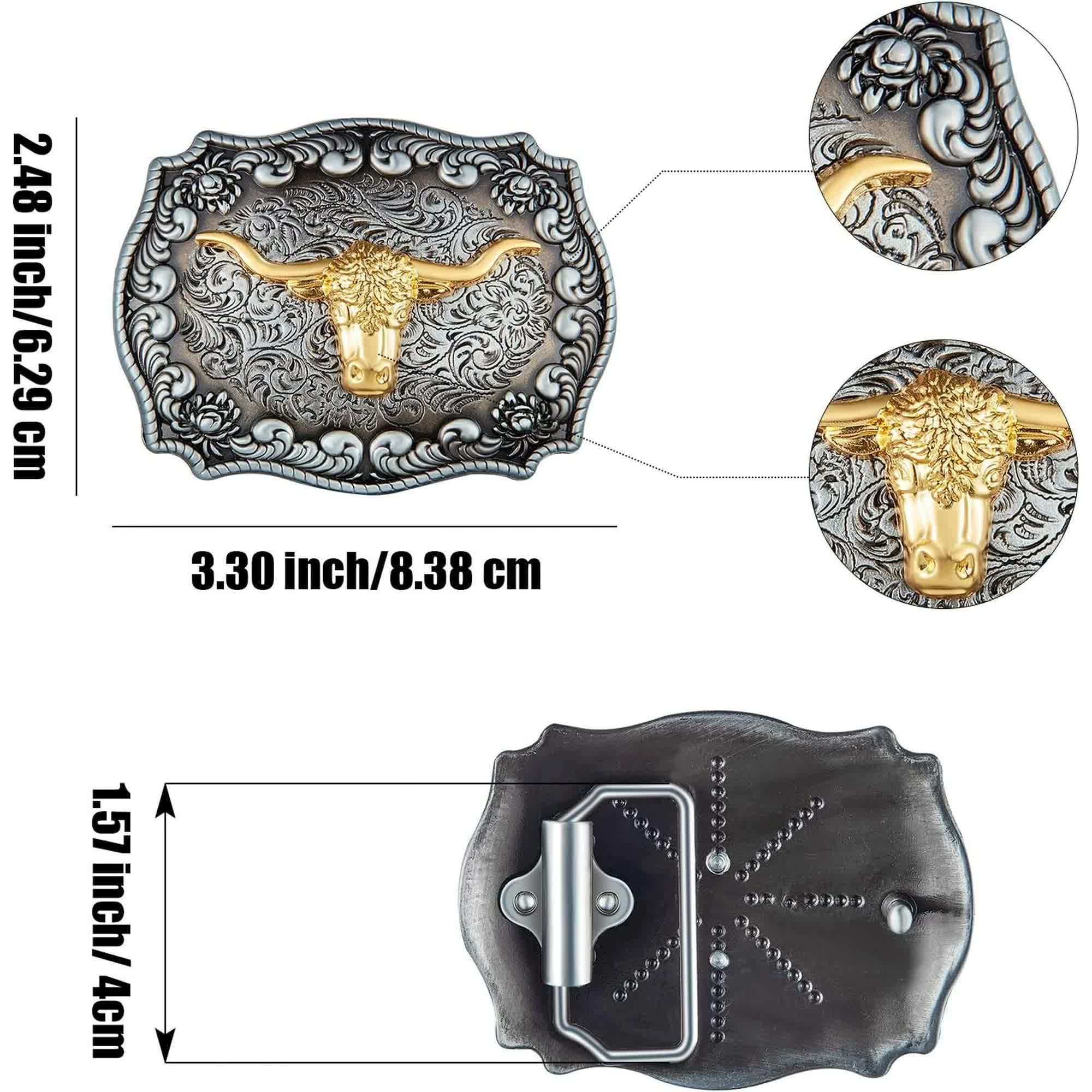 2 Pieces Longhorn Bull Eagle Letter J Belt Buckle Cowboy Belt Buckle Western Rodeo Bull Buckle for Men — image 3