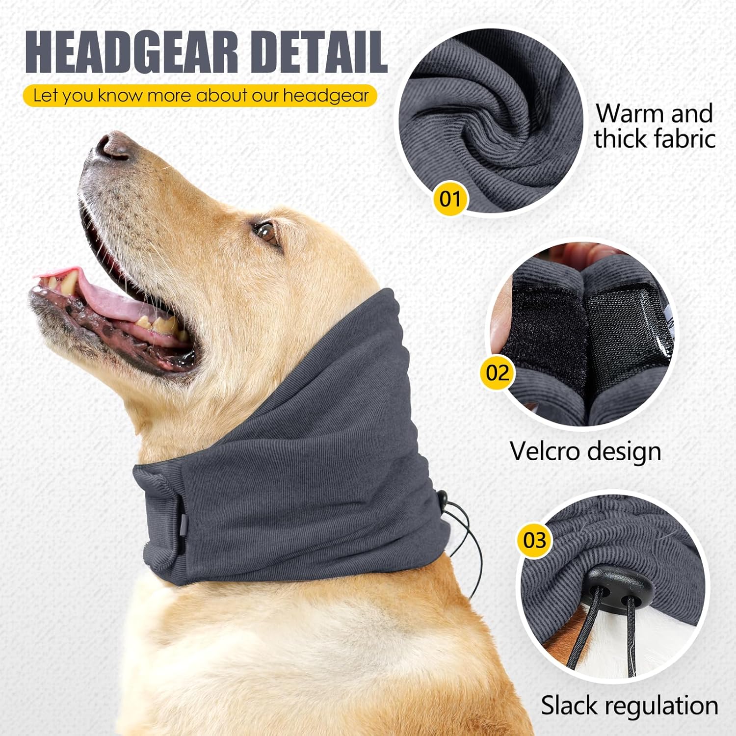 Dog Ear Muffs - 1 Piece - Dark Grey - Size M - Noise Reduction Dog Headband for Hearing Protection — image 2