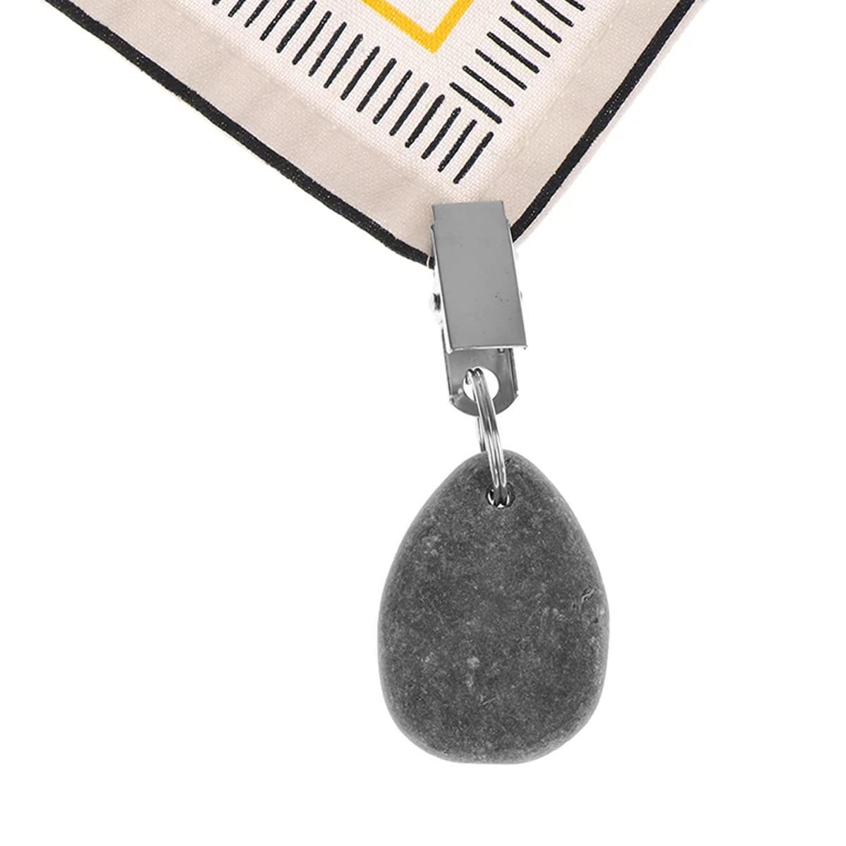 6 Pcs Teardrop Tablecloth Weights Pendants Stone Table Cover Weights Hangers with Metal Clip Tablecloth Weighted Clips for Family โ image 5
