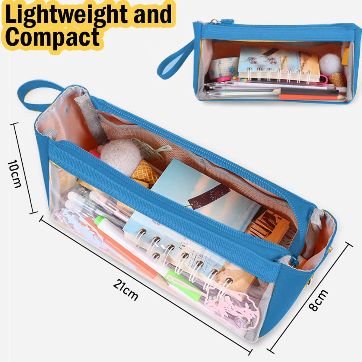 Pencil case - Storage bag - Pencil case - Boy's pencil case - Girl's pencil case - School cases - Portable school pencil case - 20x9x10cm - Blue — image 2