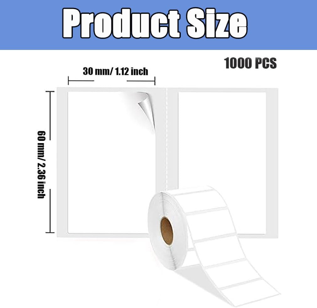 1000 stickers on a roll - food labels - self-adhesive blank labels 60 × 30 mm - white - removable. Suitable for frozen products - kitchens - supermarkets — image 2