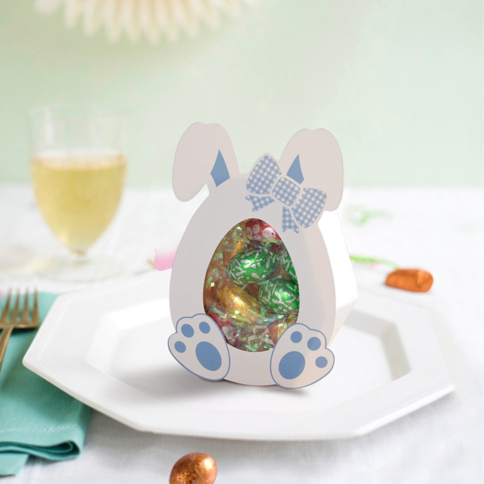 10 Pcs Easter Treat Boxes with Clear Window Cardboard Box Bunny Bags Rabbit Box Spring Holiday Paper Container for Cookie Goodie Candy Favors Blue — image 3