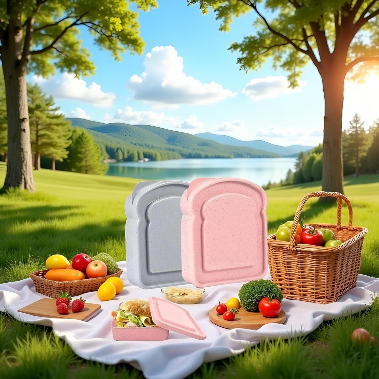 1Pc Random Color Sandwich Containers, Sandwich Box Food Storage Toast Shape Holder Plastic for Lunch, Sandwich Keeper for Adults Prep Microwave Food Containers โ image 3