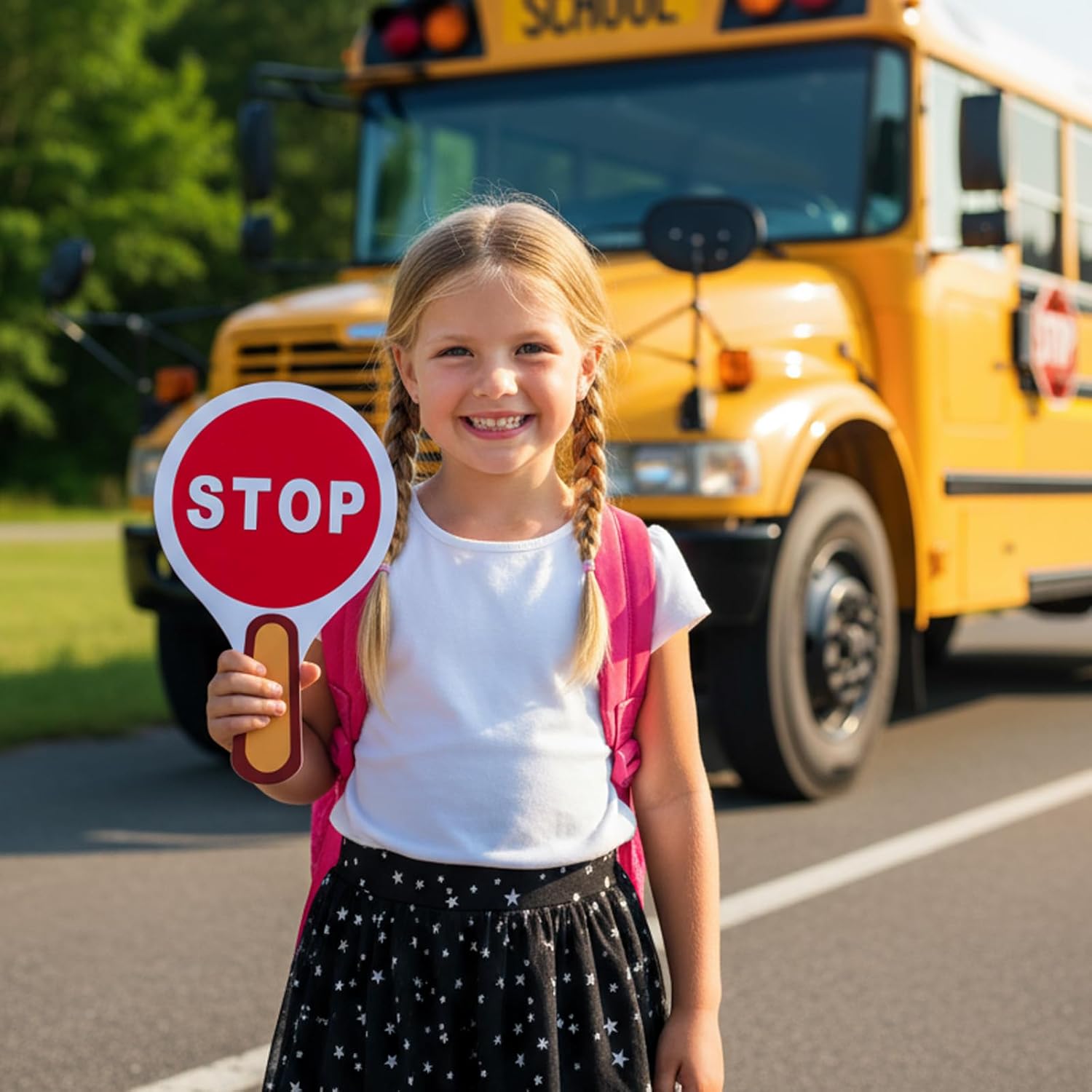 2Pcs Stop and Go Sign with Handle,Mini Stop Sign Double Sided for Guiding Teaching Traffic Safety — image 2