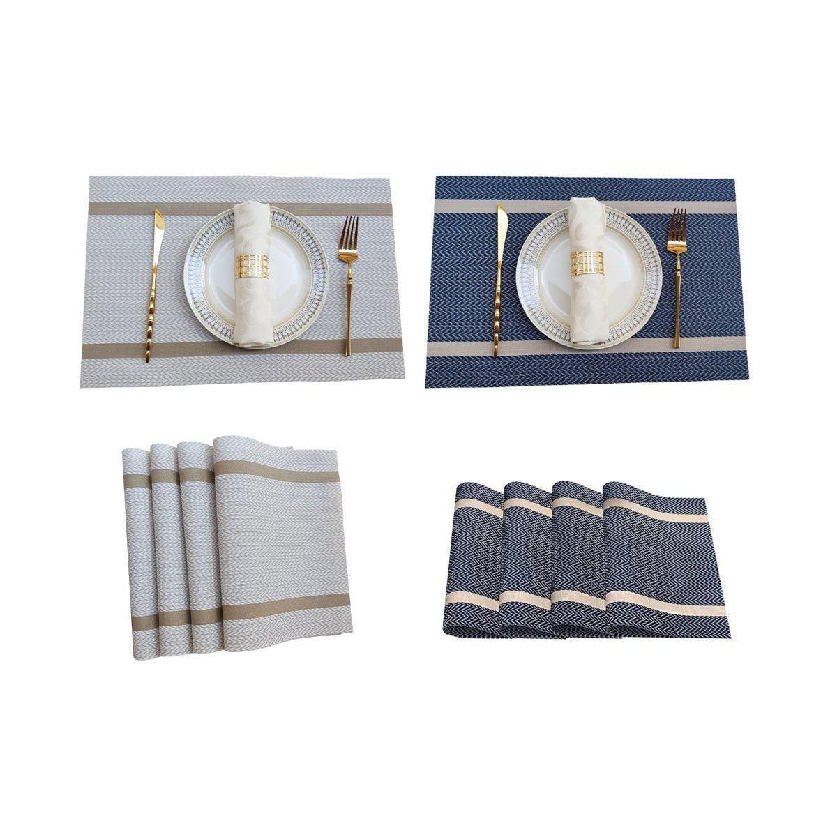 4X Anti-Slip Woven Placemat Waterproof Oil-proof Placemat Heat Resistant PVC Mat - Blue — image 3