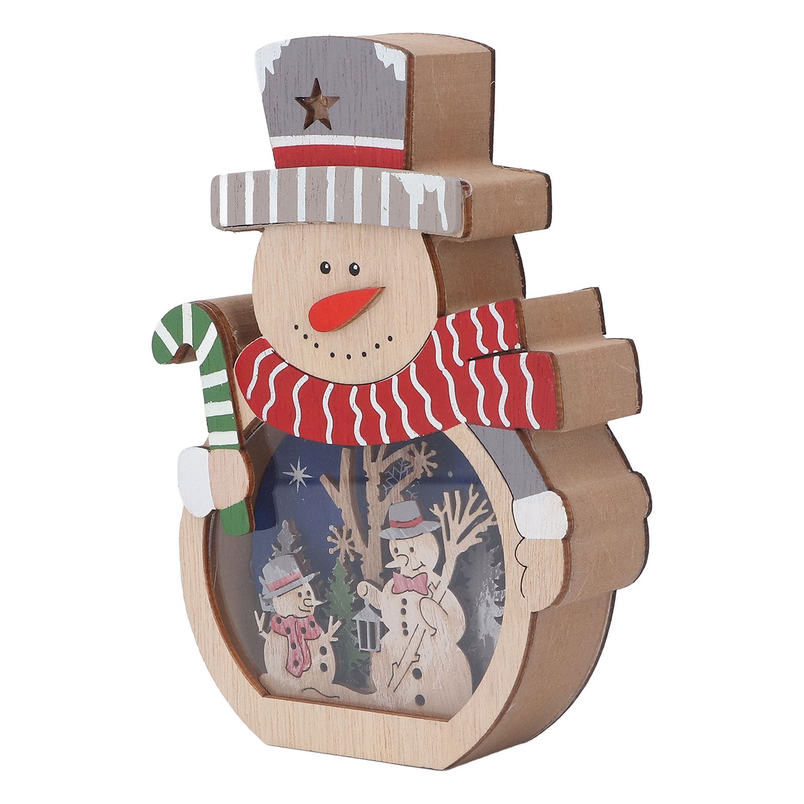 Luminous Christmas Ornament LED Light Emitting Wooden Christmas Decorations Ornaments Gifts for Hotel Window Display Snowman โ image 2