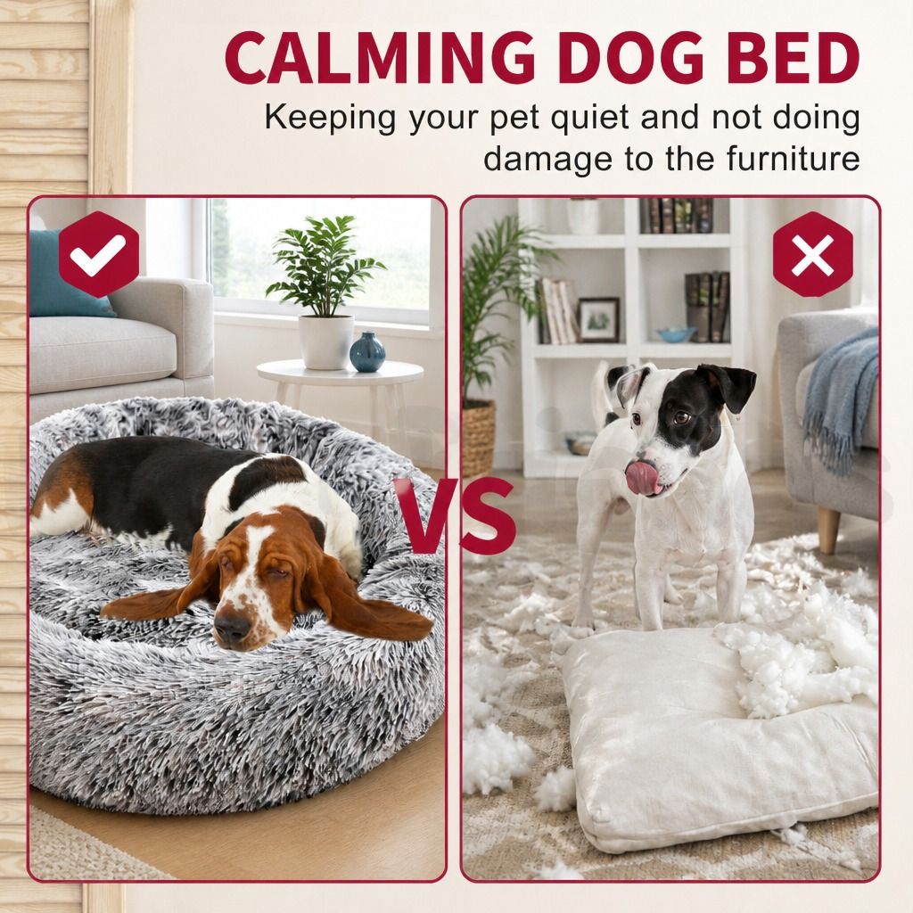 Pet Dog Cat Calming Bed Warm Soft Plush Sleeping Kennel Removable Washable 120cm — image 4