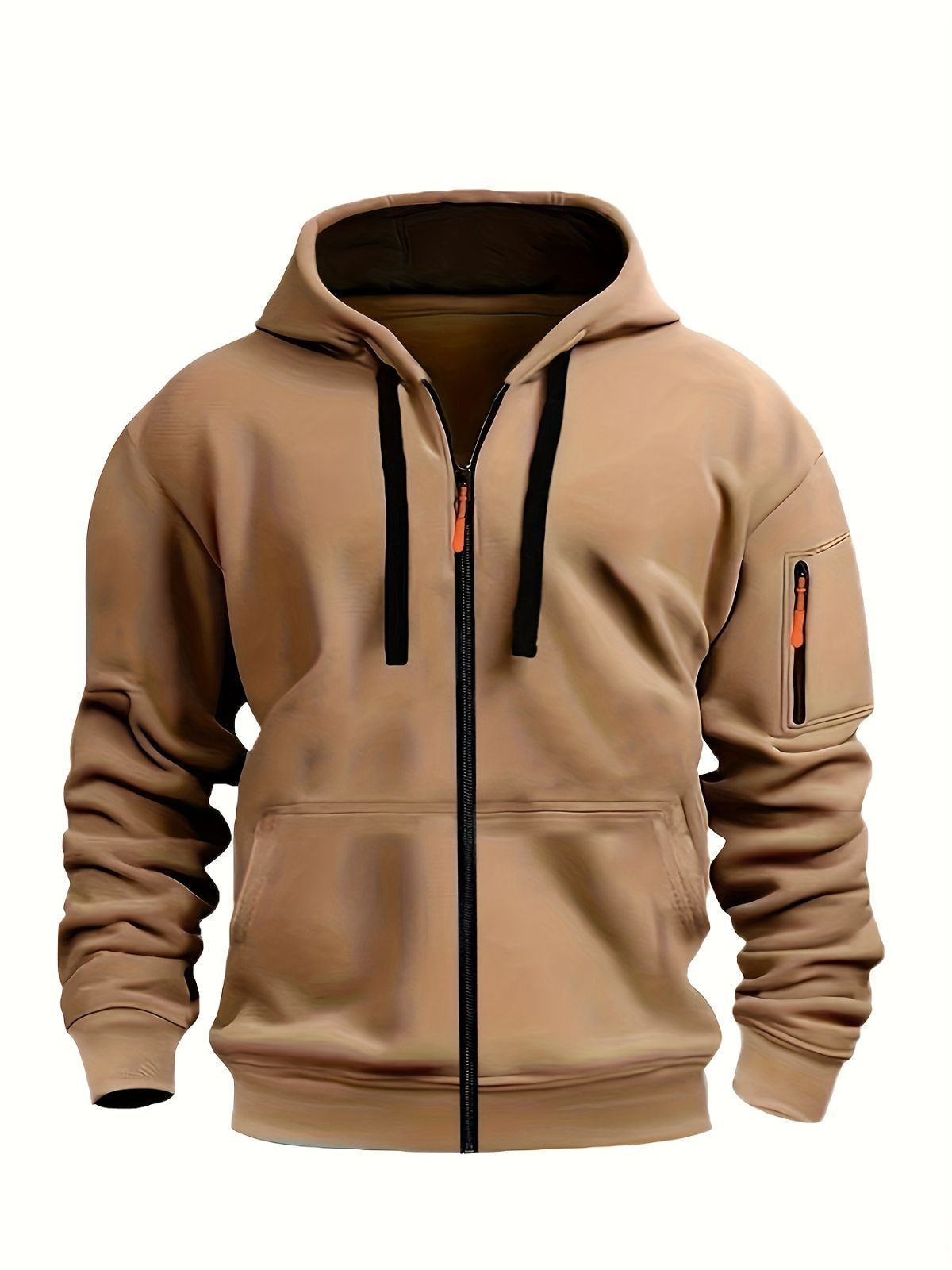 Unisex Hoodie Zip-Up Hoodie Autumn Winter Jacket Fleece Jacket Outdoor Training - Gray - Size XL(AU XL/EU52) — image 2