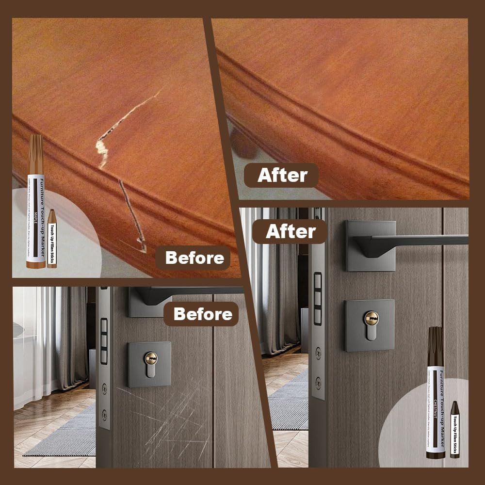 Repair Pen Wooden urniture loor Scratch Repair Markers and Wax Sticks Set o 21 or Stains, Scratches, Wood loors, Tables, Desks, Carpenters, Bedposts, Touch — image 4