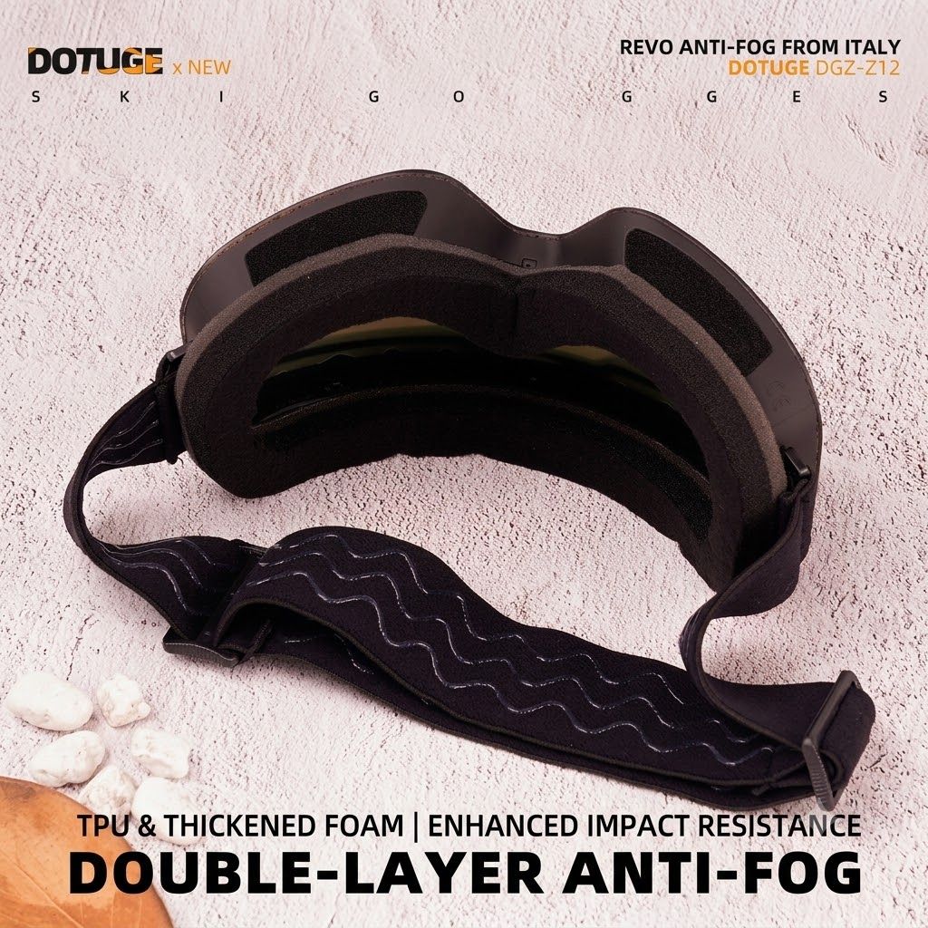 DOTUGE DGZ-Z12 Ski Goggles with REVO Coating, Anti-Fog, HD Dual-Layer PC Lens, TPU Frame, Impact-Resistant Sponge, Adjustable Strap, Large Field Cylindrical — image 6