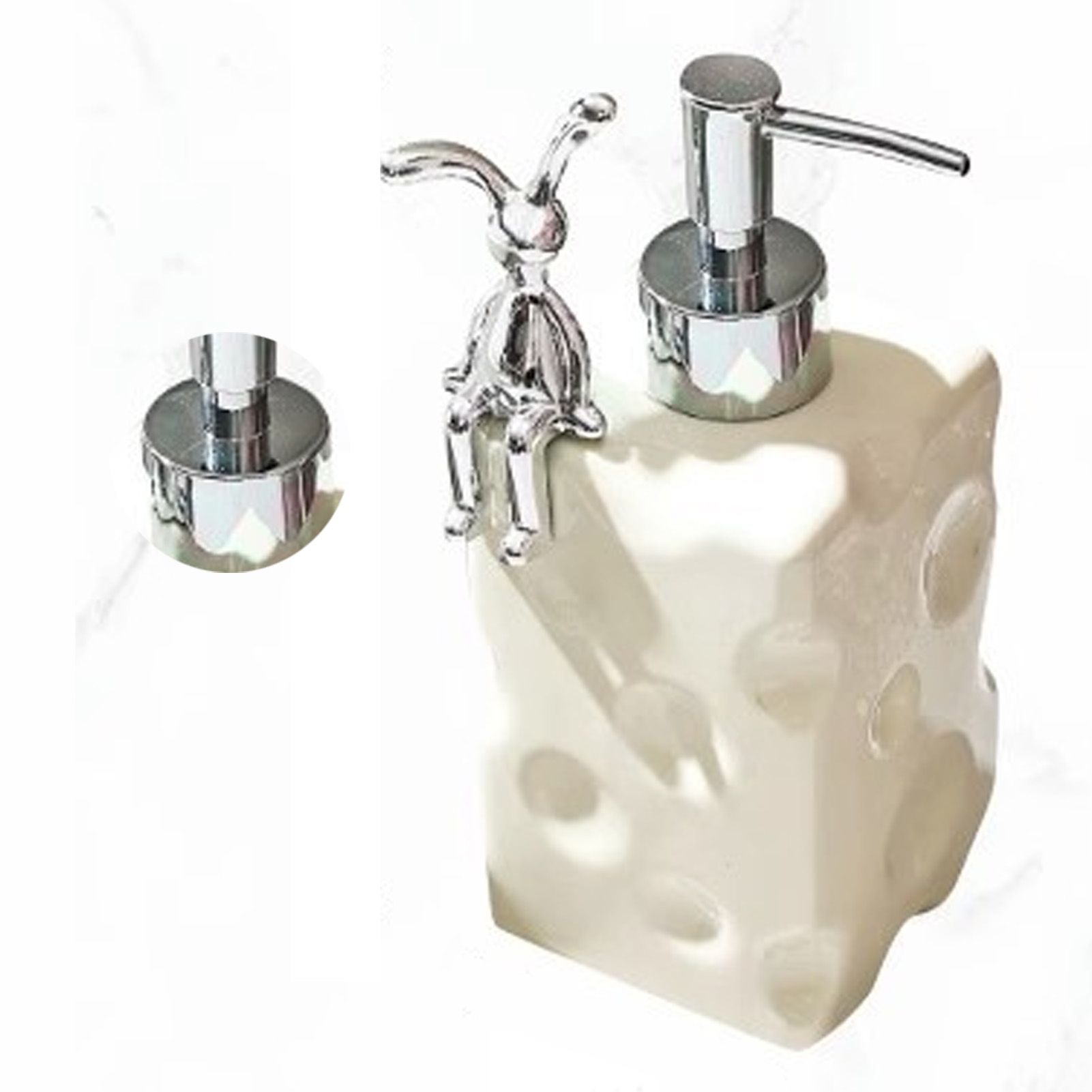 Shampoo Dispenser Bottle Ceramic Large Capacity Home Decoration with Pump for Bathroom Large White โ image 3