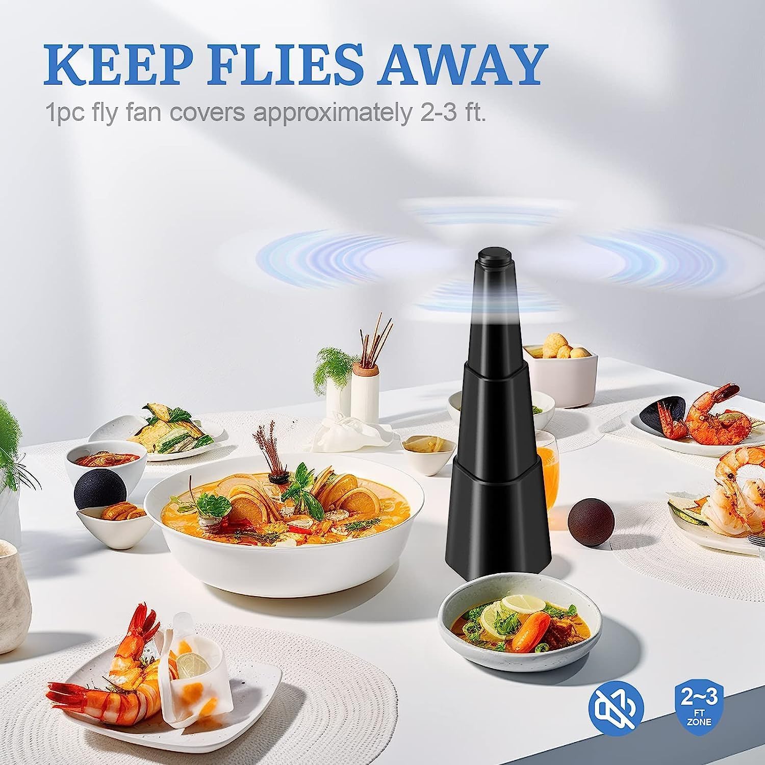 2 Pcs Picnic Fly Fans for Tables,Fly Repellent Fan Indoor Outdoor with Holographic Blades Keep Flies Away,Suitable for Picnic, Party, Restaurant, Kitchen — image 5