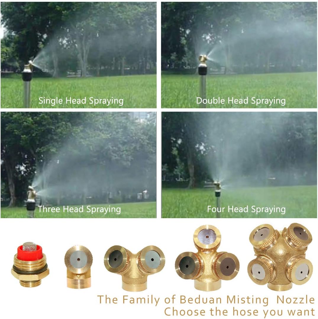 Sprinkler Mister Head 1/2" NPT Brass 4 Holes Garden Hose Sprinkles Irrigation Connect Fitting with Adapter and Filter Mesh — image 4