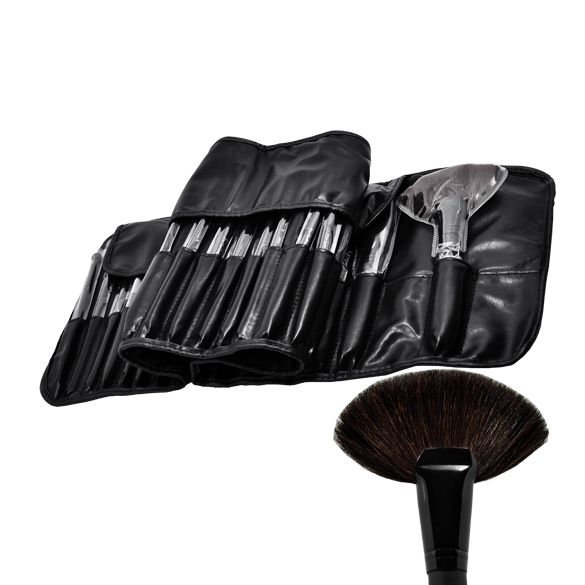 32pcs Professional Makeup Brushes, Genuine Goat Hair, Leather Case, Black — image 5