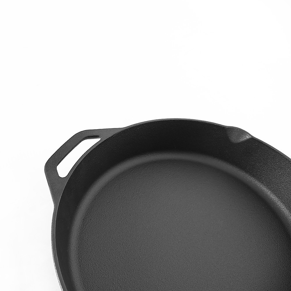Non-stick Frying Pan Cast Iron Steak Skillet Round BBQ Grill Cookware 30cm โ image 6