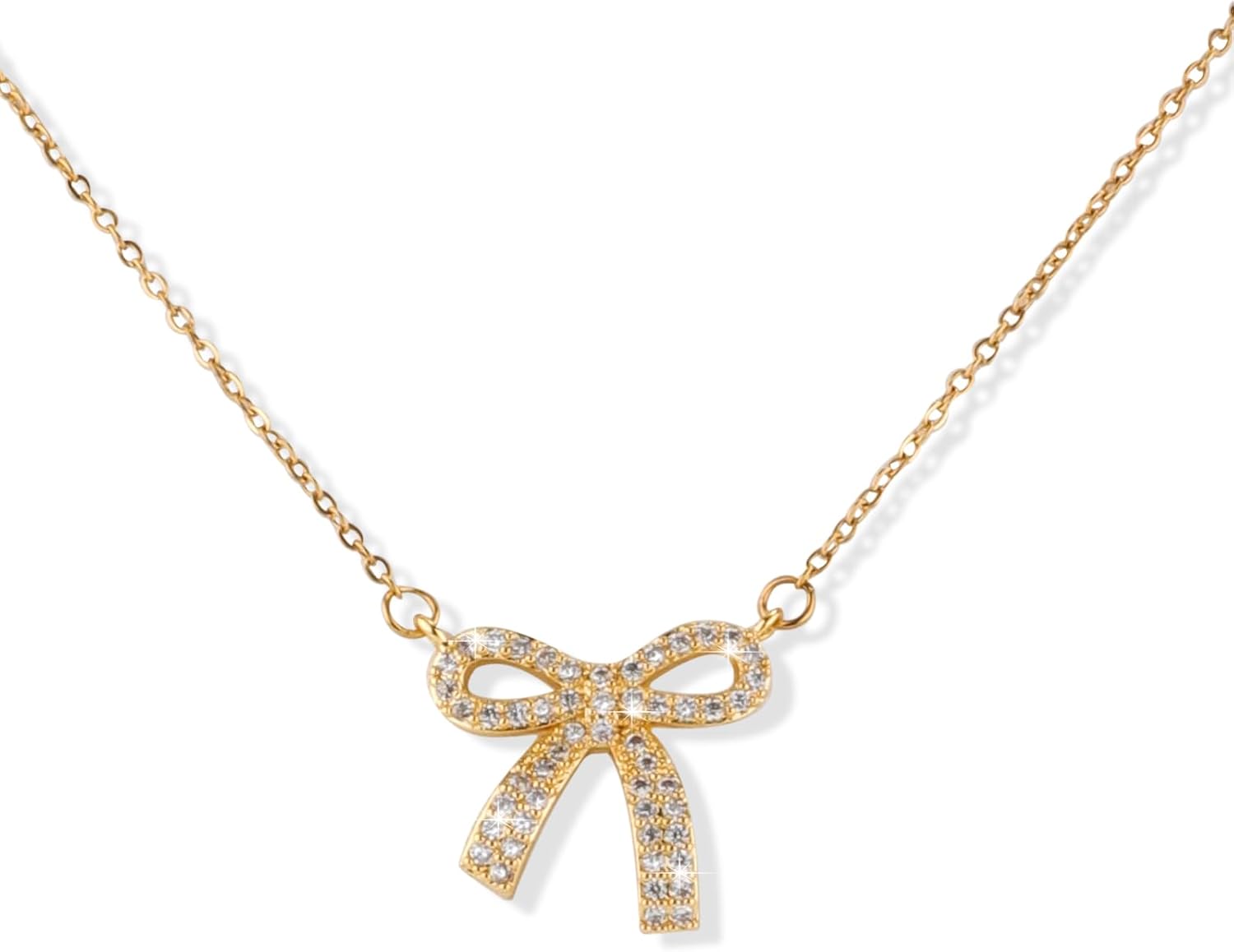 Bow Necklace, Dainty Ribbon Bowknot Chain Necklace Cute Fashion Bowtie Pendant for Choker Gold Bow Jewelry Gift for Women Wedding Prom Daily Wear