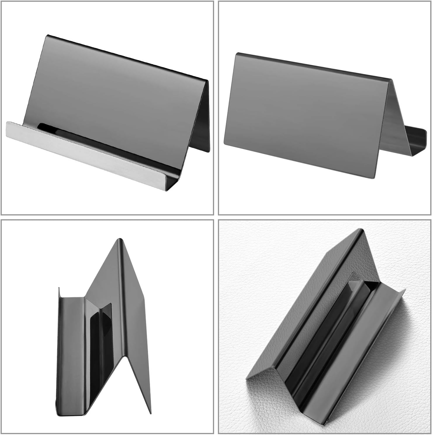 Maxdot 2 Pack Stainless Steel Business Cards Holders Desktop Credit Name Card Display Organizer for Business Mental Name Case Rack for Office Home Daily โ image 3