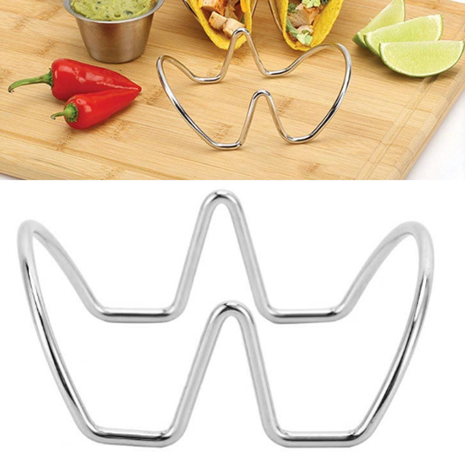 Taco Holder U Shaped Taco Rack Stainless Steel Taco Shell Stand Up Holder for Baking Party Gathering 2 Grid — image 5