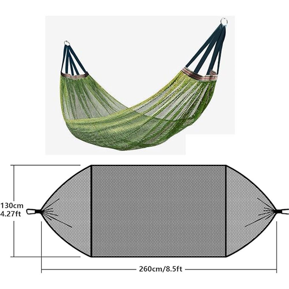 Travel Hammock, Camping Hammock, Outdoor Sport Hammock Army Green Net Mesh Bed with for Garden Beach Camping Hunting Hiking Traveling (green 260*130) — image 5