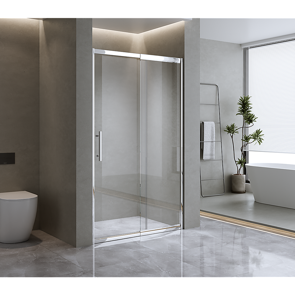 170-185cm Adjustable Wall to Wall Sliding Glass Shower Door in Chrome