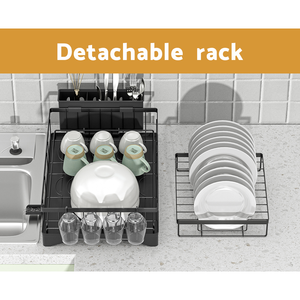 Cefito Dish Rack Expandable Drying Drainer Cutlery Holder Tray Kitchen 2 Tiers — image 5