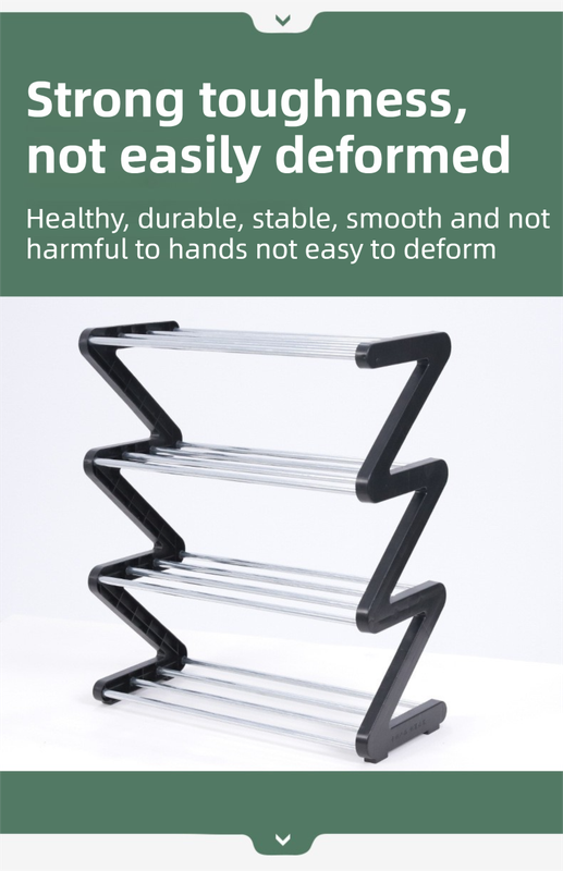 Grey Stable Z-Shaped 4-Tier Shoe Rack(51x45CM) - Waterproof Cloth & Sturdy Steel Pipe, Easy Assembly & Space Saving for Dormitory & Small Apartments — image 5