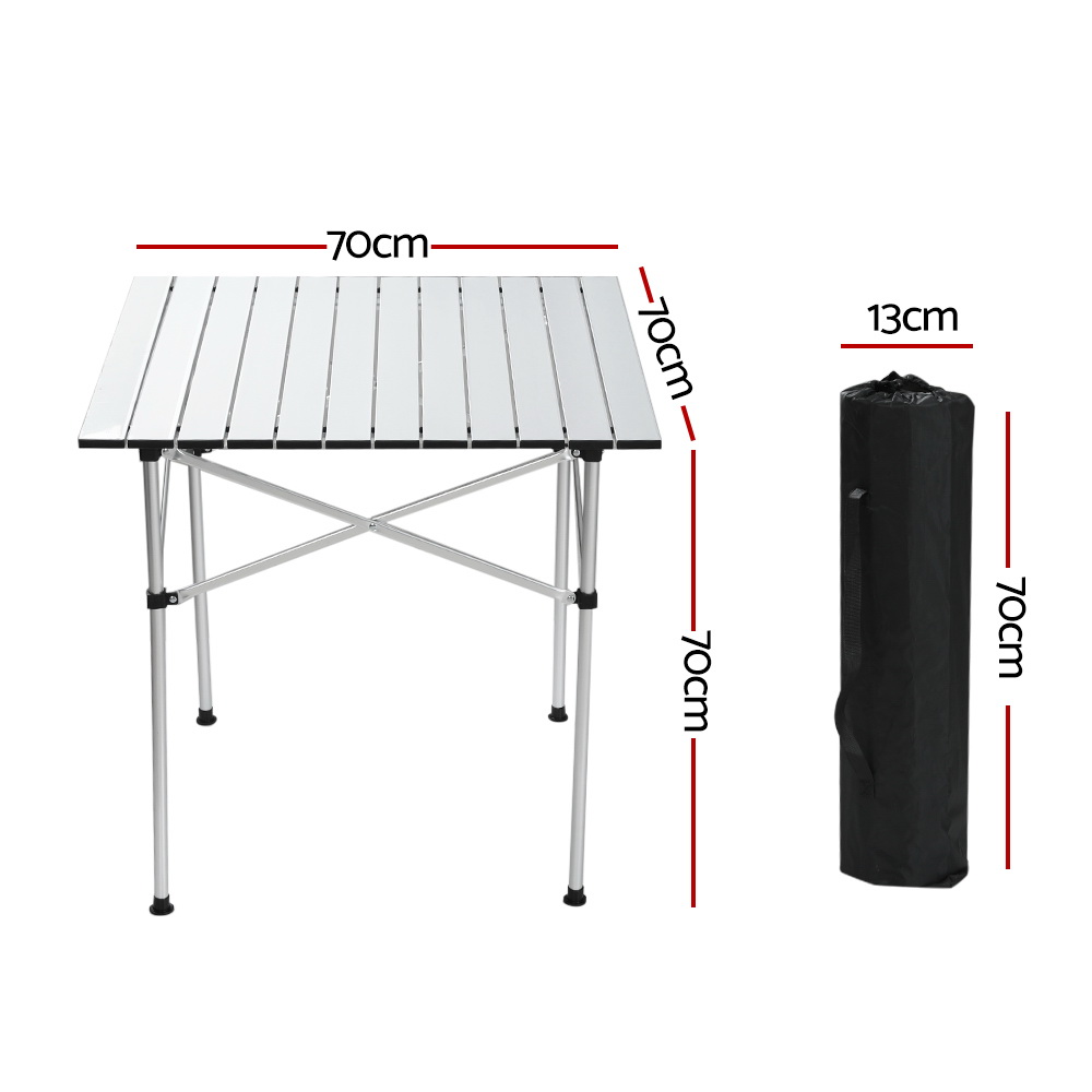 Weisshorn Folding Camping Table 70CM Roll Up Outdoor Picnic BBQ Aluminium Desk โ image 2