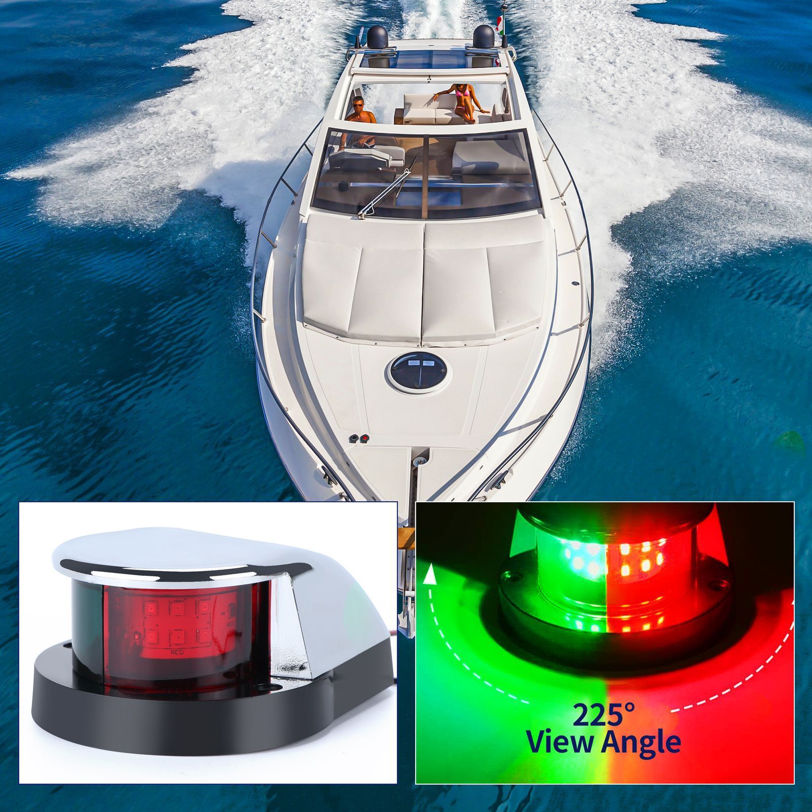 2pcs LED Boat Navigation Light Red and Green LED Marine Navigation Light Boat Bow Light for Pontoon and Small Boat (Silver) โ image 5