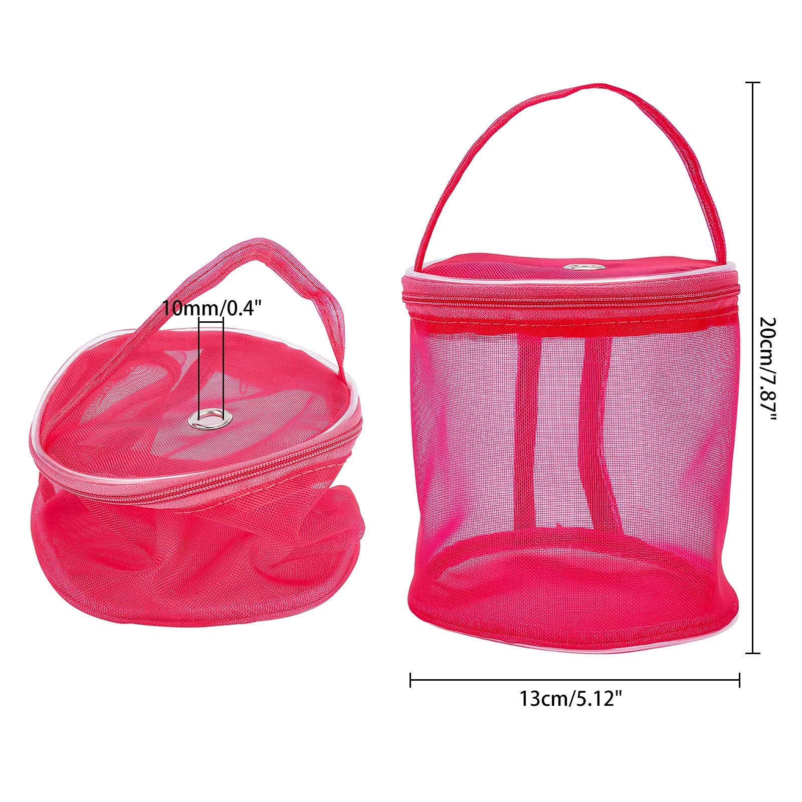 2 Pcs Empty Mesh Yarn Bags, Portable Knitting Bag Storage Cases Tote Bags Crochet Thread Sewing Accessories (Fuchsia and Purple) — image 3