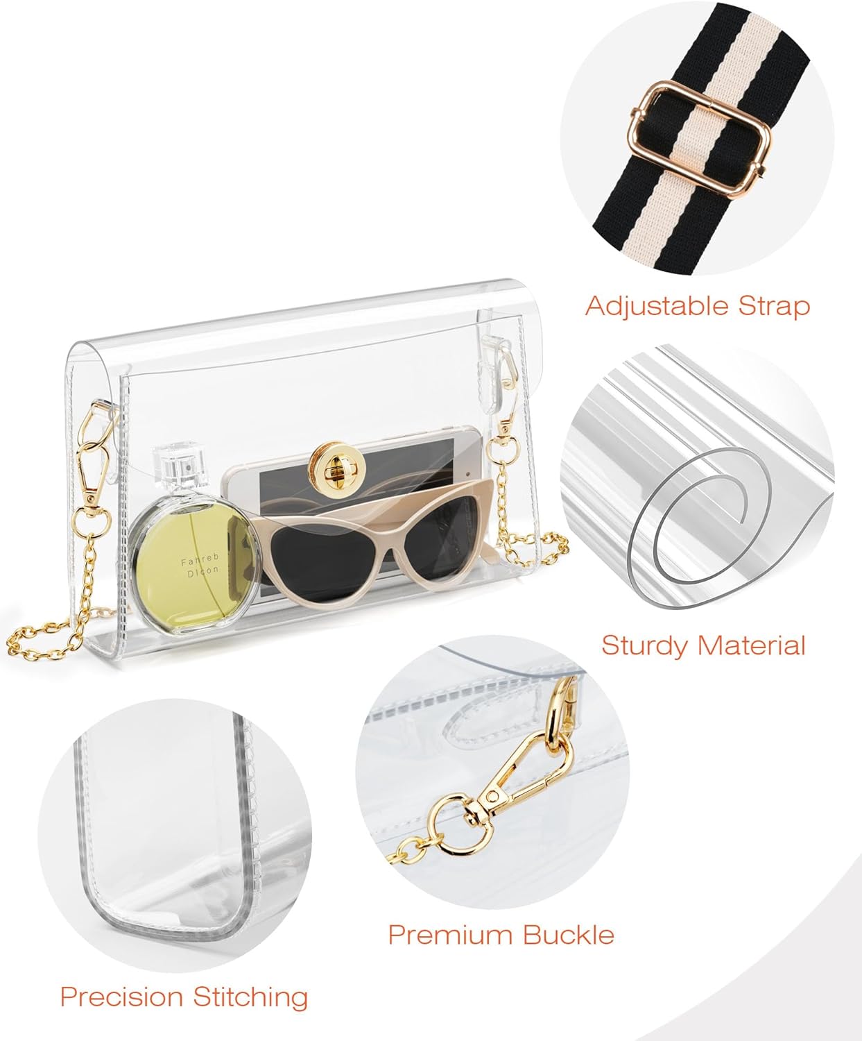 Clear Purse for Women, Clear Bag for Stadium Events, Crossbody Bag Stadium Approved for Sports Concerts Outfits — image 3
