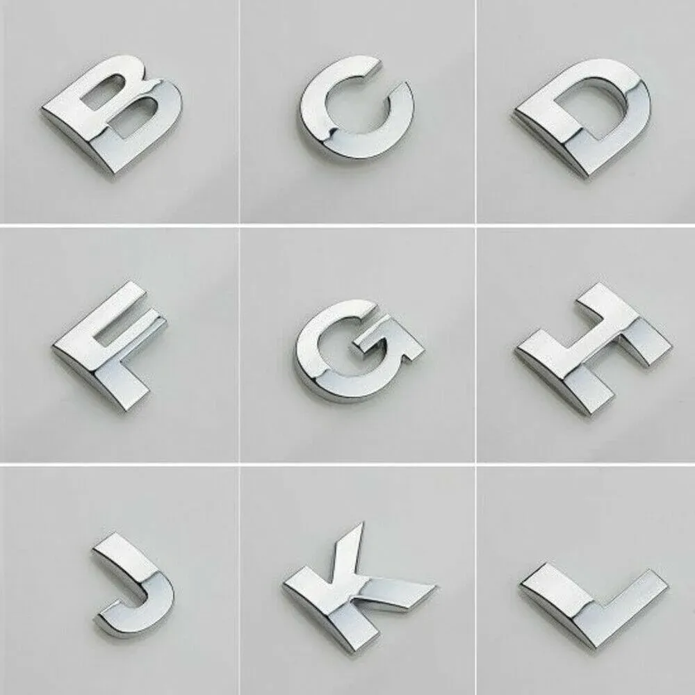 A-Z Alphabet Letters Car Sticker Self Adhesive Auto Badge Emblem 3D Chrome Good - U — image 2