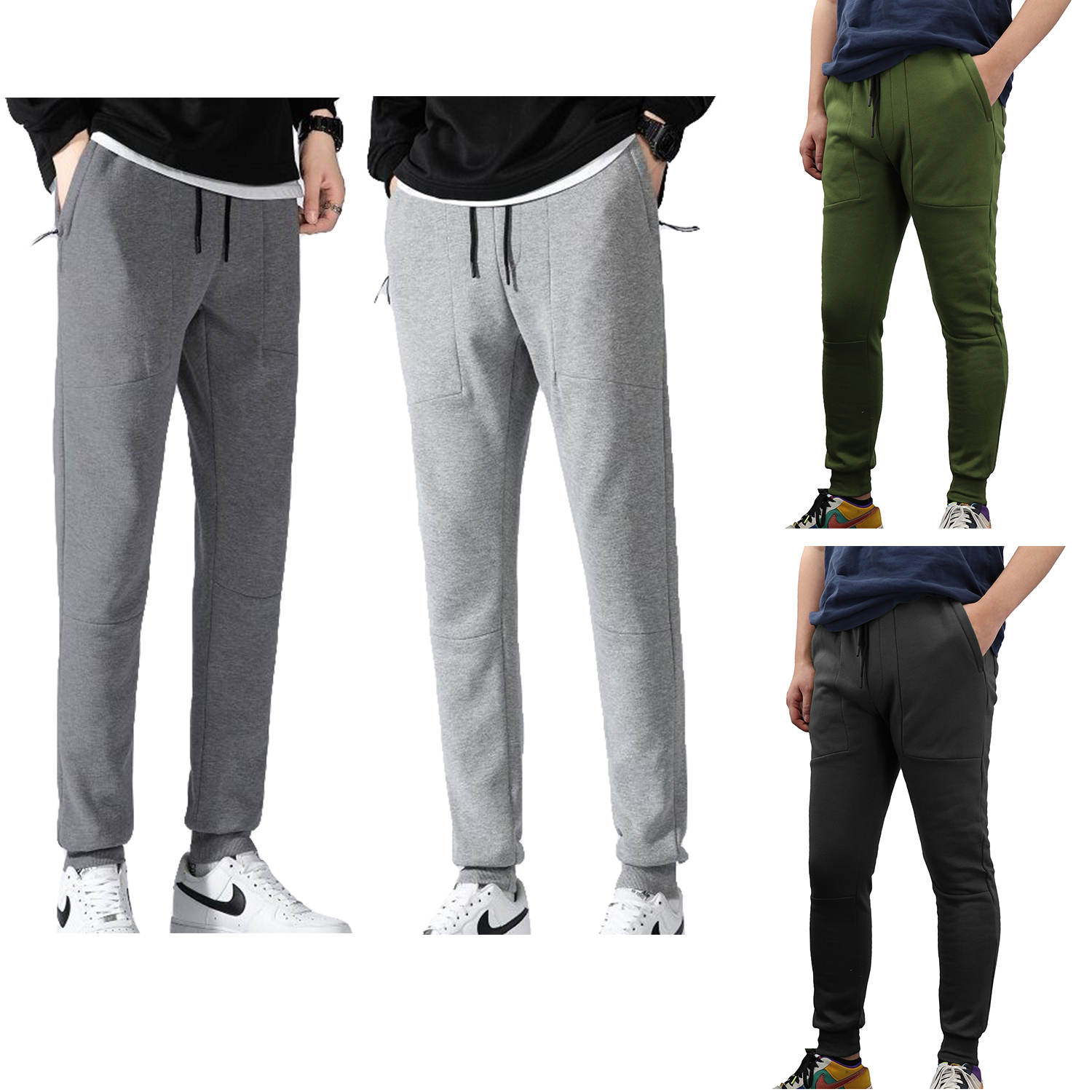 Men's Fleece Slim Trackpant Sport Joggers w Zipped Pockets Gym Casucal Trousers, Dark Grey, 3XL — image 5