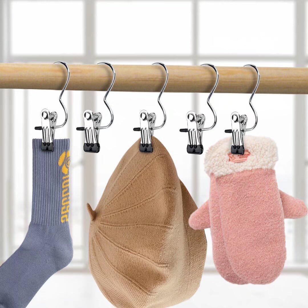 6PC Clothes Pins, Hangers with Clips, Stainless Steel Hanger Clips, Hanger Hooks for Closet, Travel, Socks, Bags โ image 4