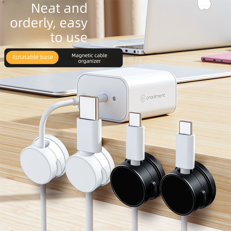 10-PCS White 360 Degree Rotating Cable Organizer with Magnetic Mount for Desktop Wire Management โ image 2