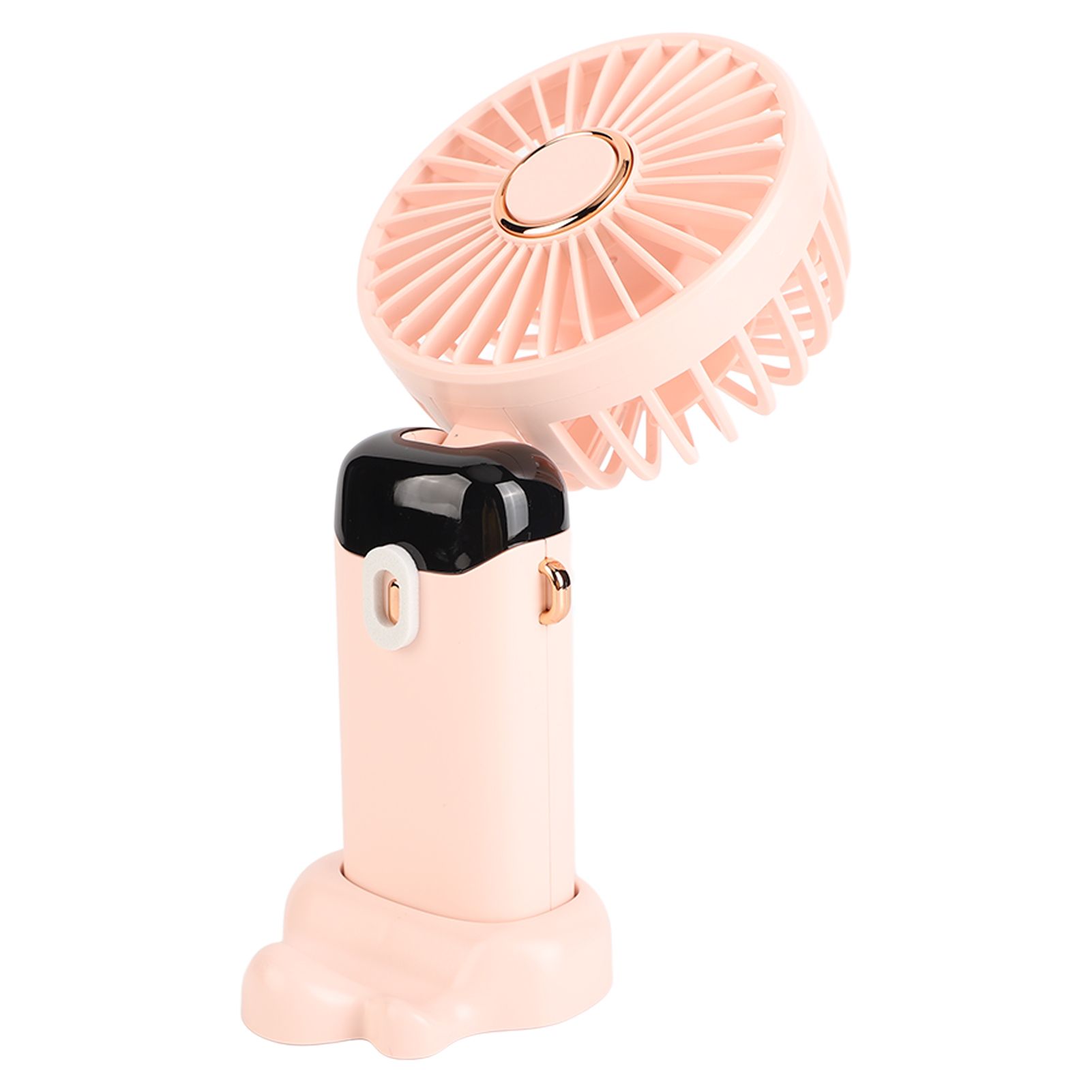 Mini Handheld Fan ABS Portable Digital Display USB Charging Foldable Neck Hanging Fan with Lanyard for Office Outdoor Pink — image 2