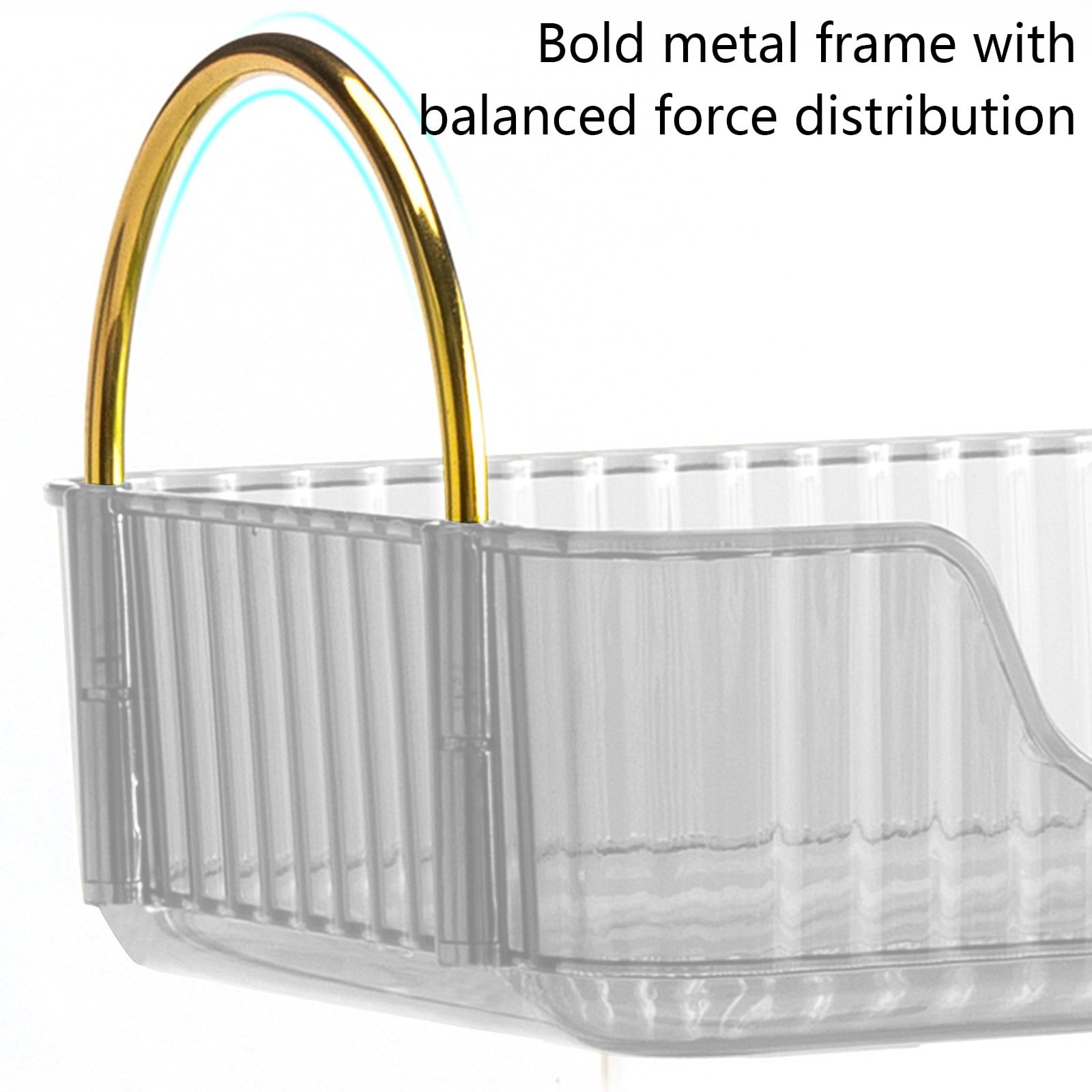 Bathroom Organizer Countertop, Vanity Tray for Skincare Makeup, Counter Organizer, Transparent Ribbon Handle Storage Rack, for Cosmetics, Toiletries, Lotions — image 6