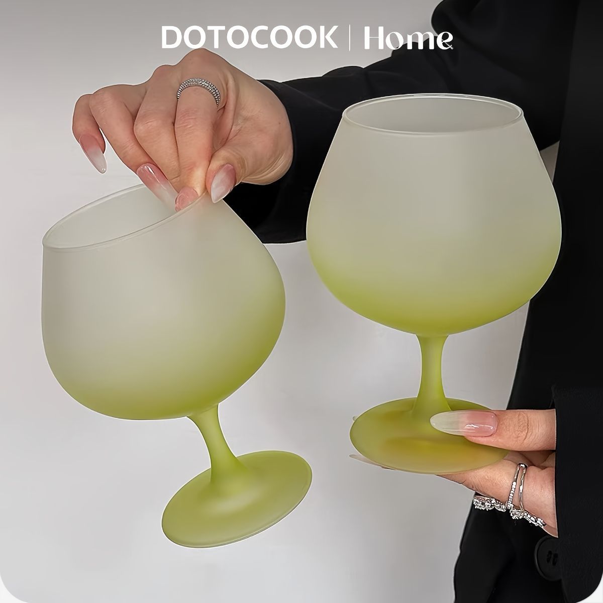 gradient frosted glass goblets, French stemware wine glasses, elegant juice cups Australia, designer drinkware home, stylish glassware gifts - Green - Size