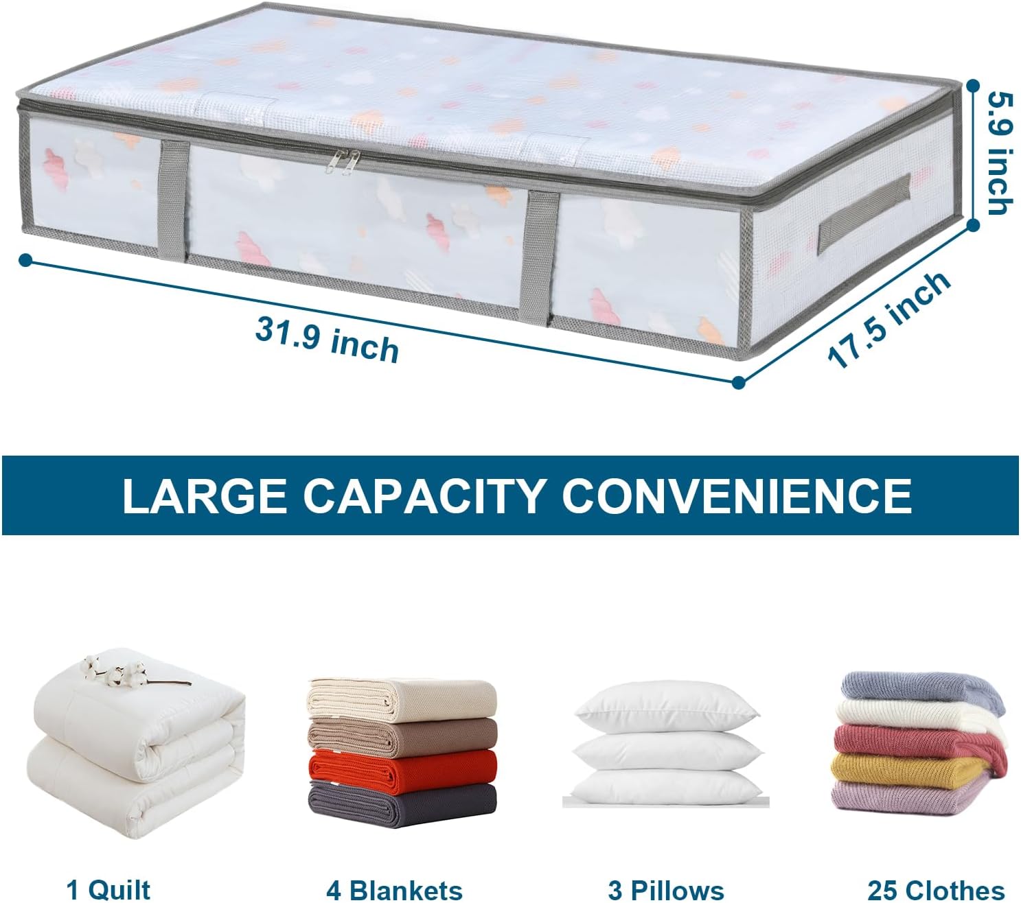 2 Packs Under Bed Storage Containers Bins-55L, Pack Clear Garment Bags-40'' Long โ image 2