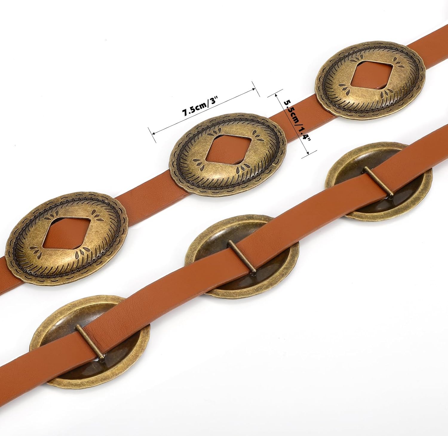 Western Belts for Woman Oval Concho Belt Cowgirl Belt Boho Disc Belt Buckle for Dress Jeans Country Concert Outfit β image 4