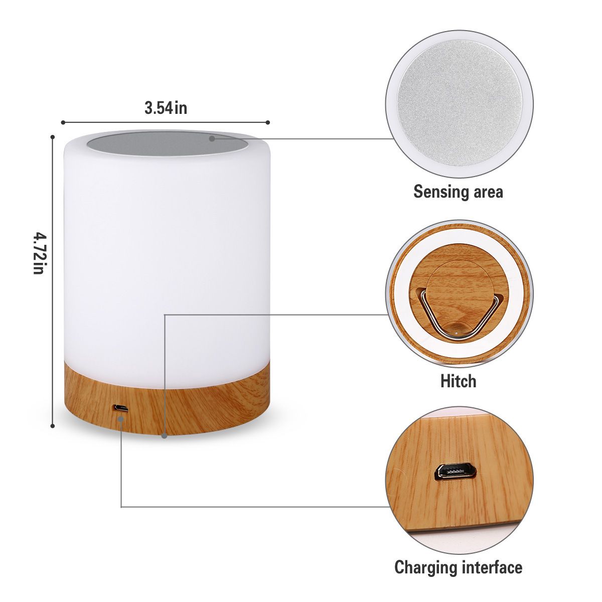 Night Light, Touch Lamp for Bedrooms Living Room Portable Table Bedside Lamps with Rechargeable Internal Battery Dimmable Warm — image 5