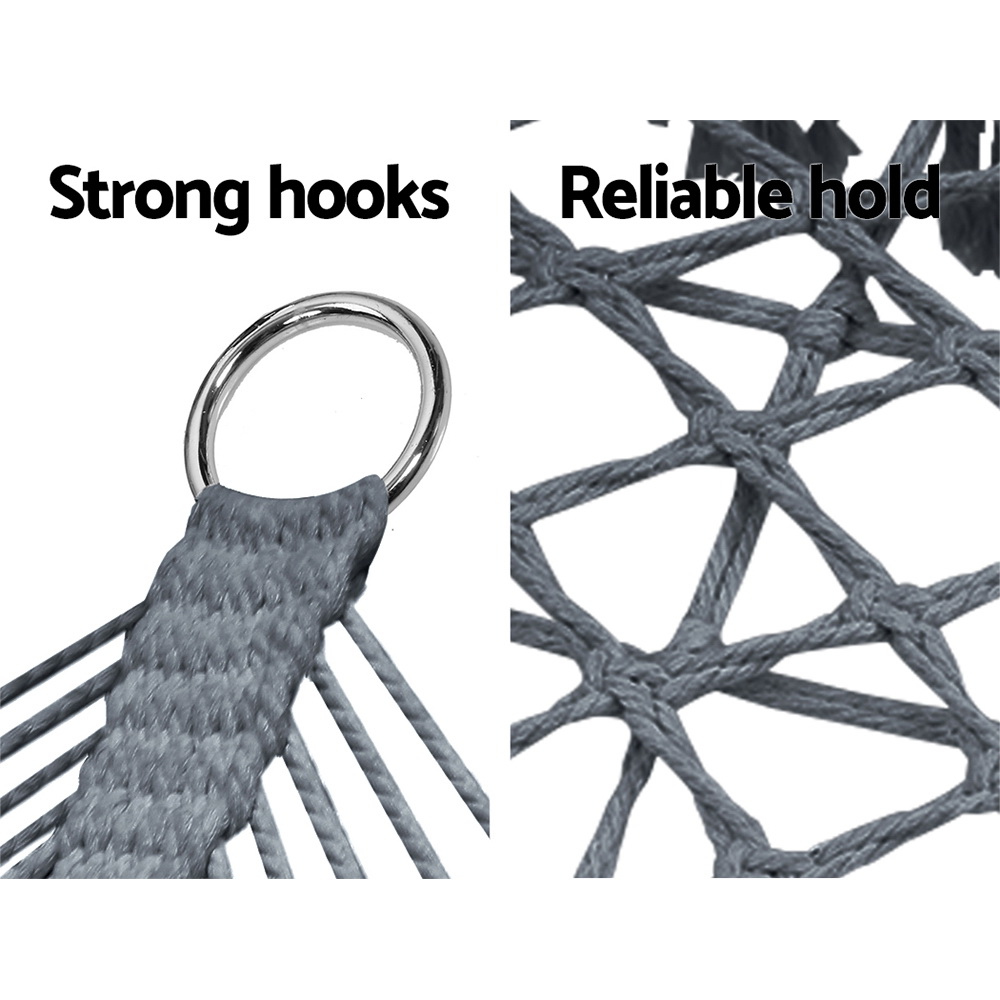 Gardeon Hammock Chair Outdoor Portable Camping Hammocks 2 Person Grey — image 6
