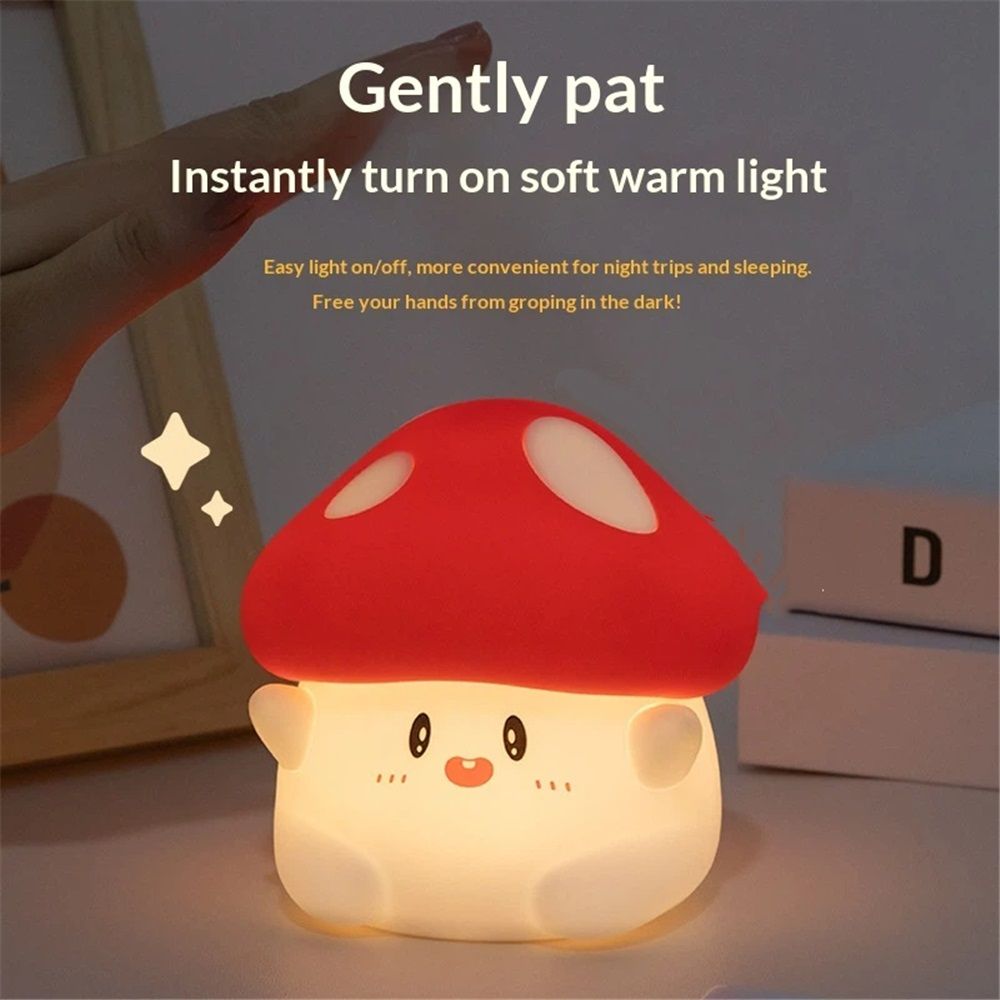 LED Mushroom Silicone Night Light Soft Sleeping Nursery Night Light Dimmable Timer Rechargeable Lamp Room Decor Baby Bedside Lamp — image 2