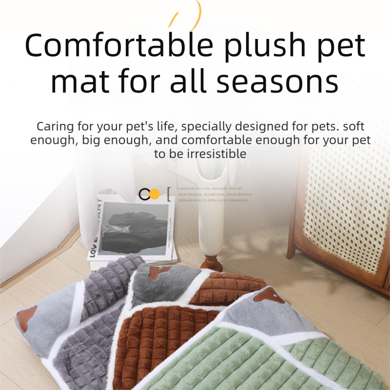 2-piece S size Green Pet Winter Comfort Bundle – 50 × 36cm Plush Pet Blanket and 40 × 25cm Thickened Pet Sleeping Bed Set for Dogs and Cats, Double-Sided Warm — image 2