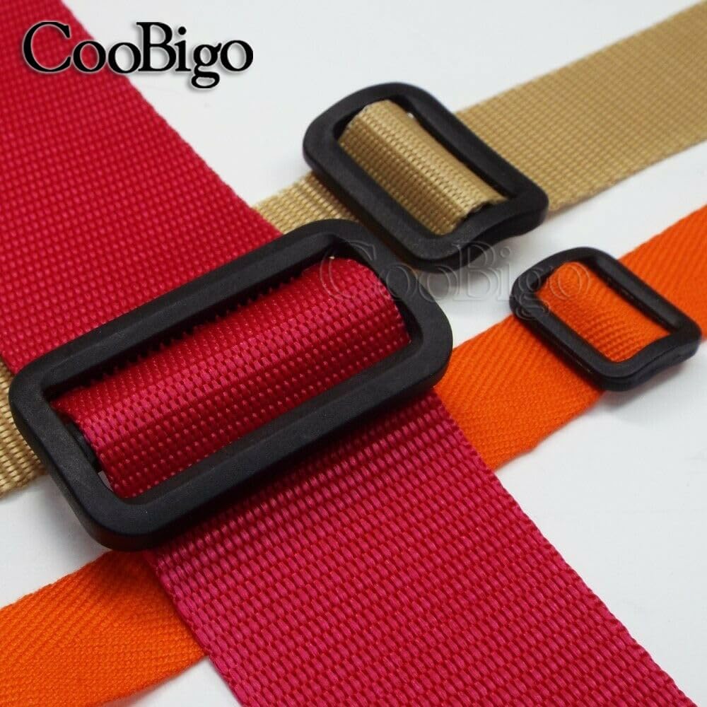 CooBigo 12 Pack Plastic Buckles for Straps 1 Inch Tri-Glide Slide, Plastic Slide Clip Heavy Duty Adjustable Webbing Tri-glides Slider Buckle for Backpack — image 6