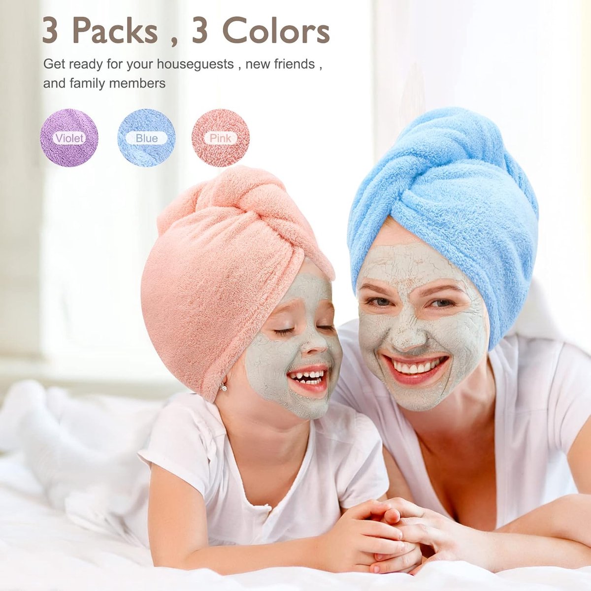 Piece Hair Towel - Microfiber Hair Towel - Head Towel - Quick-Drying Towel - for Women, Men, Children, Quick-Drying Wrap for Curly - Long Hair - Anti-Frizz — image 4